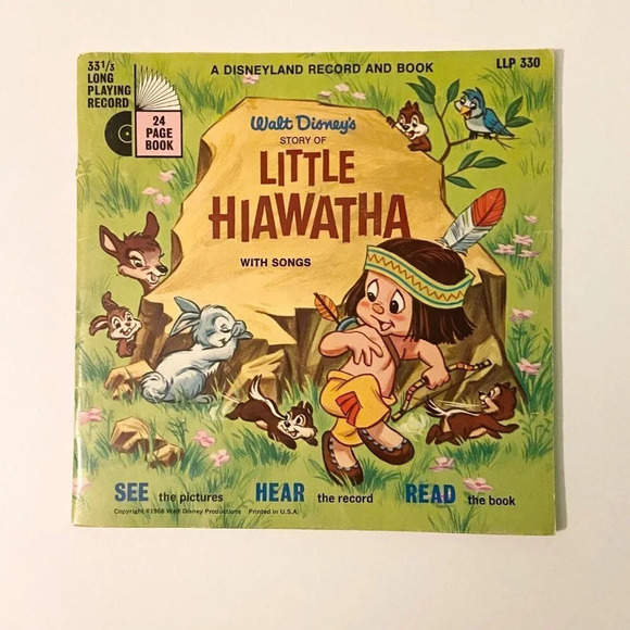 Vintage 1968 Disney Little  Hiawatha 7 Inch Record and Book - Picture 1 of 14
